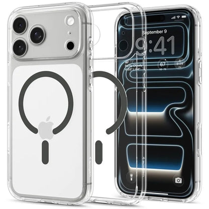 Spigen Ultra Hybrid Mag MagSafe – dėklas, skirtas iPhone 18 Pro Max / 17 Pro Max (skaidrus / grafito)