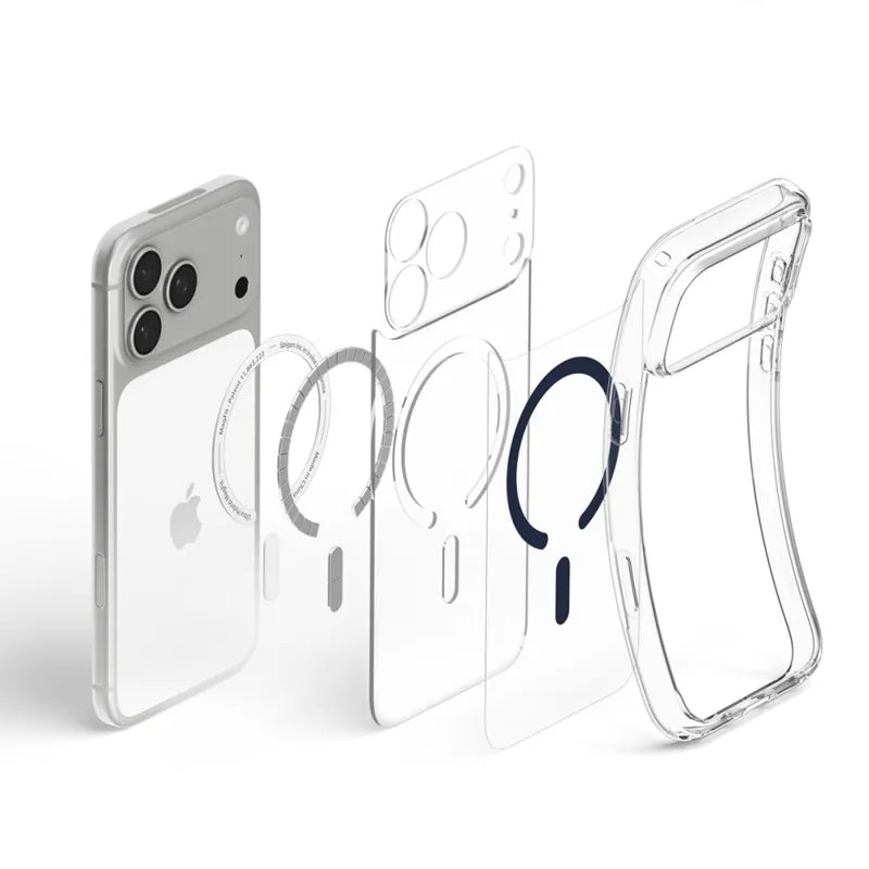 Spigen Ultra Hybrid Mag MagSafe – dėklas, skirtas iPhone 18 Pro Max / 17 Pro Max (skaidrus / tamsiai mėlynas)
