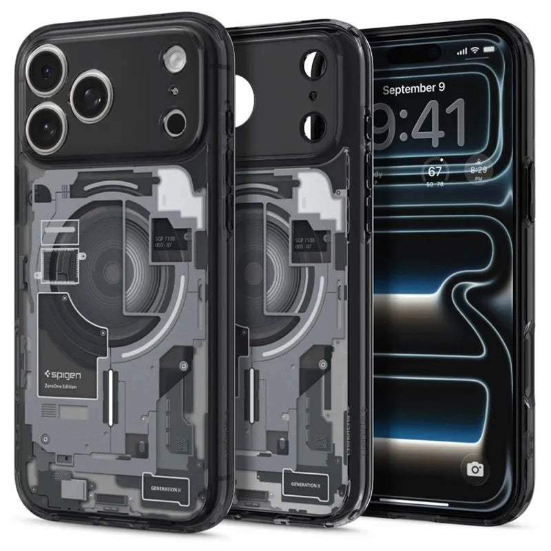 Spigen Ultra Hybrid Mag MagSafe – dėklas, skirtas iPhone 18 Pro Max / 17 Pro Max (Zero One Black)
