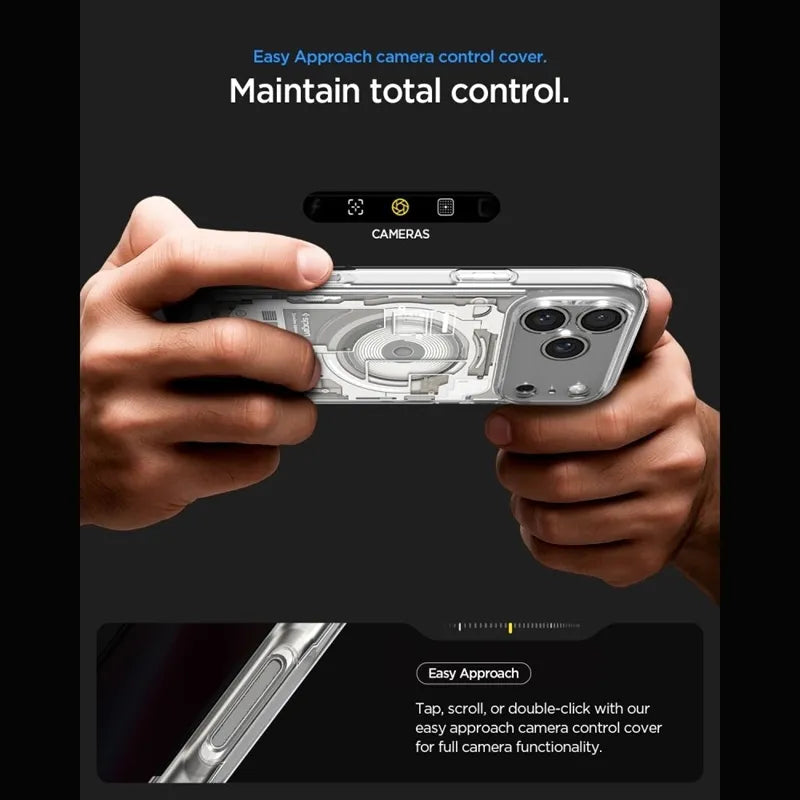 Spigen Ultra Hybrid Mag MagSafe – dėklas, skirtas iPhone 18 Pro Max / 17 Pro Max (Zero One Natural Titanium)