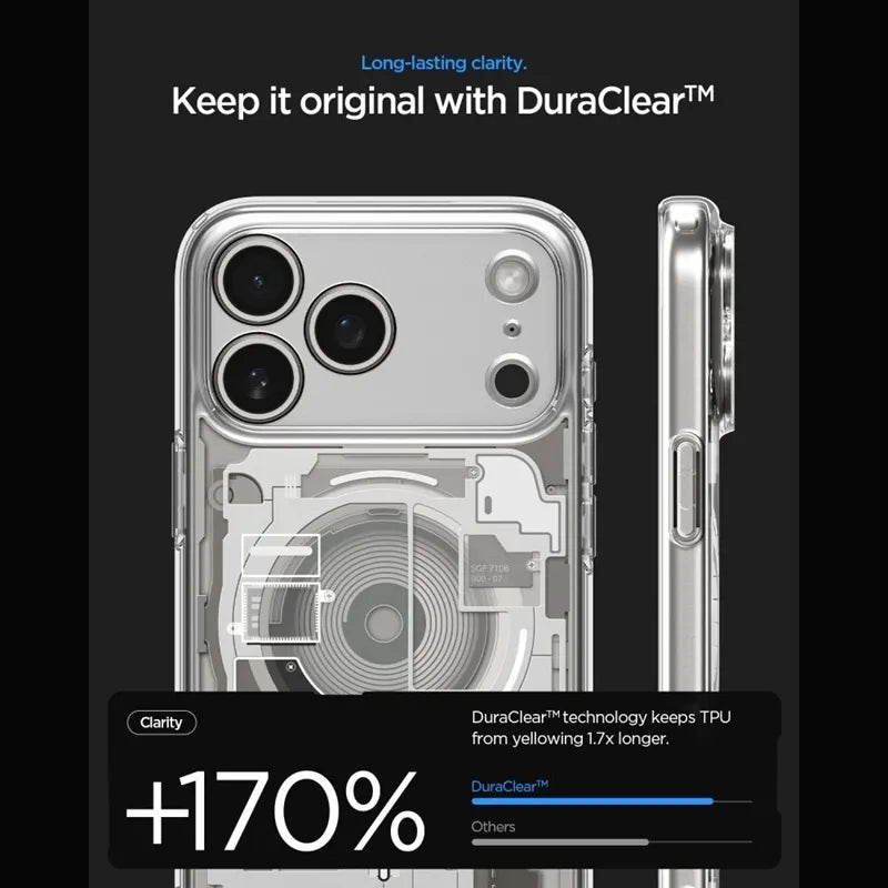 Spigen Ultra Hybrid Mag MagSafe – dėklas, skirtas iPhone 18 Pro Max / 17 Pro Max (Zero One Natural Titanium)