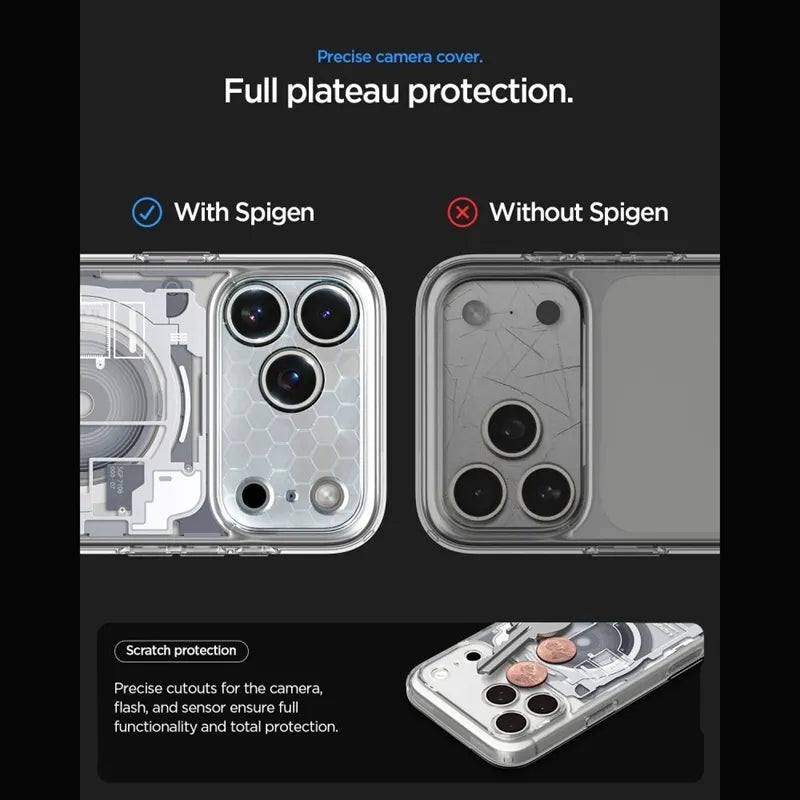 Spigen Ultra Hybrid Mag MagSafe – dėklas, skirtas iPhone 18 Pro Max / 17 Pro Max (Zero One White)
