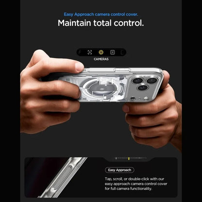 Spigen Ultra Hybrid Mag MagSafe – dėklas, skirtas iPhone 18 Pro Max / 17 Pro Max (Zero One White)