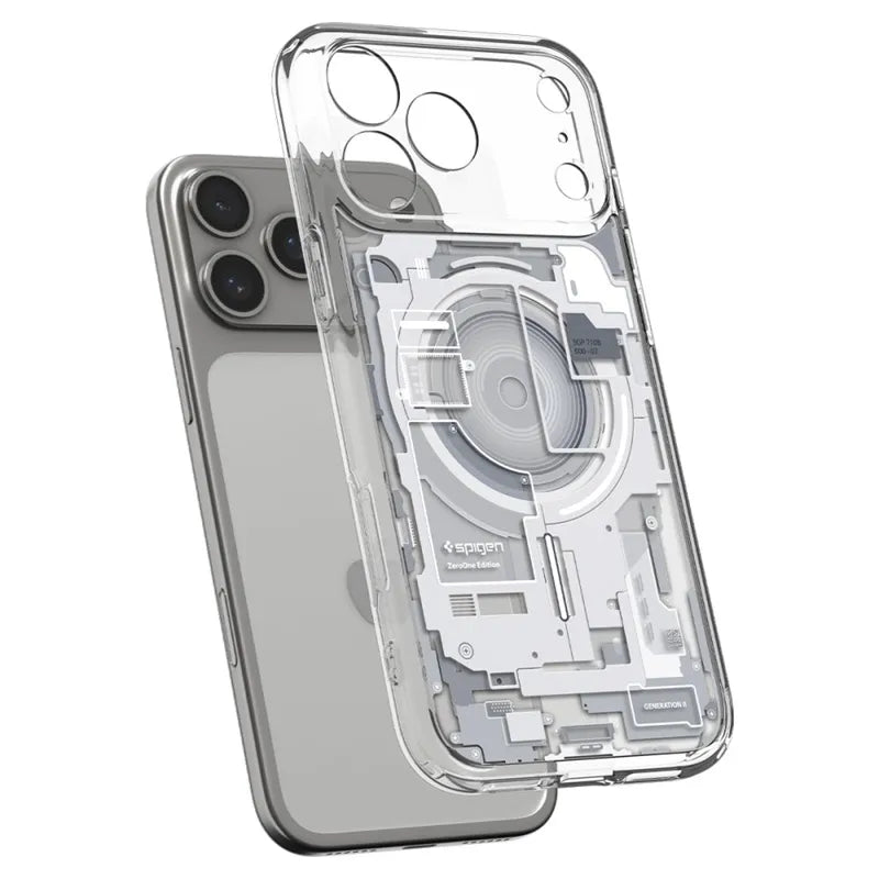 Spigen Ultra Hybrid Mag MagSafe – dėklas, skirtas iPhone 18 Pro Max / 17 Pro Max (Zero One White)