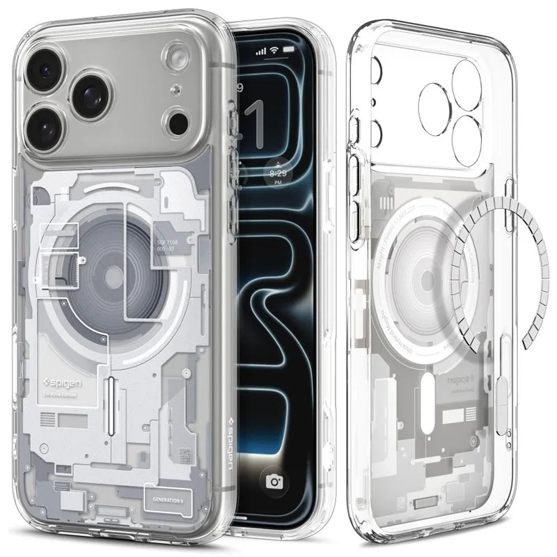 Spigen Ultra Hybrid Mag MagSafe – dėklas, skirtas iPhone 18 Pro Max / 17 Pro Max (Zero One White)