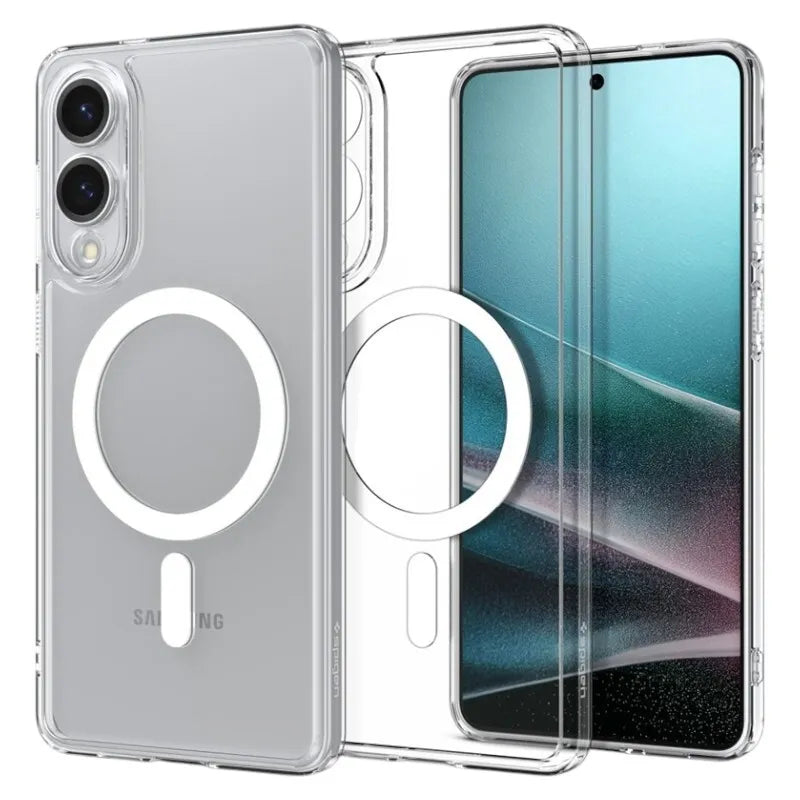 Spigen Ultra Hybrid Mag MagSafe - dėklas, skirtas Samsung Galaxy S25 Edge (skaidrus / baltas)