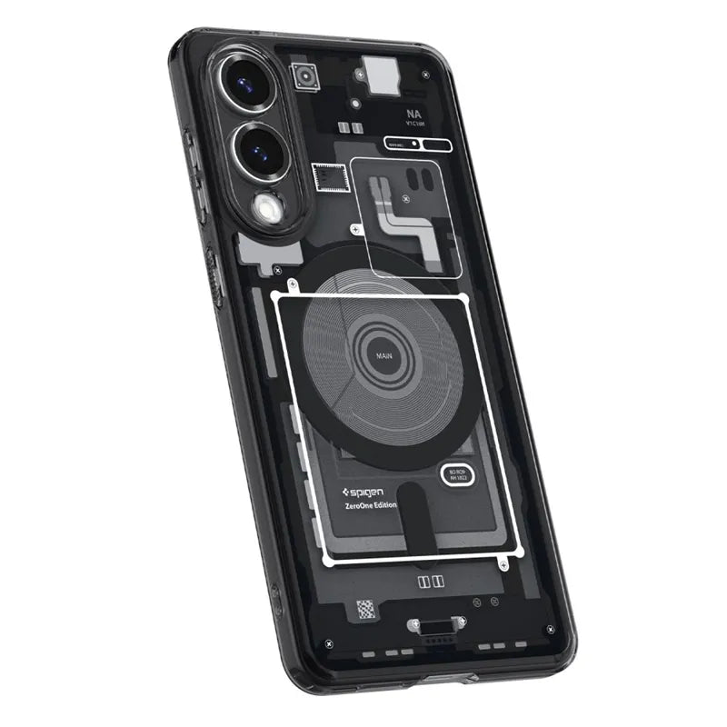 Spigen Ultra Hybrid Mag MagSafe – dėklas, skirtas Samsung Galaxy S25 Edge (Zero One Black)