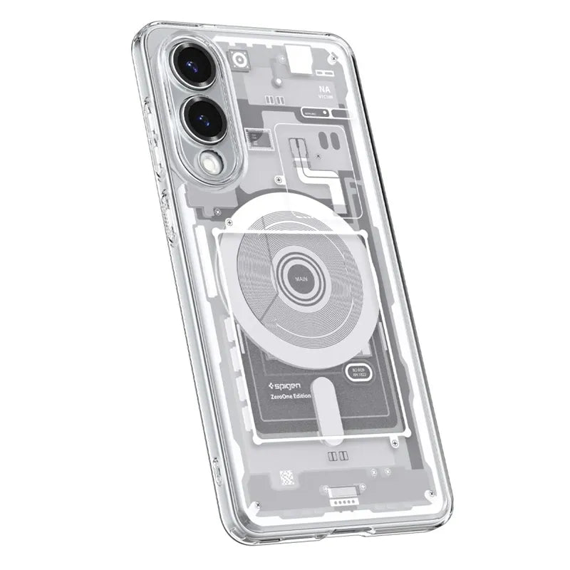 Spigen Ultra Hybrid Mag MagSafe – Dėklas, skirtas Samsung Galaxy S25 Edge (Zero One White)