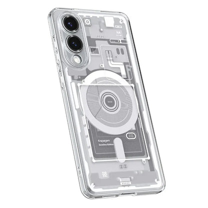 Spigen Ultra Hybrid Mag MagSafe – Dėklas, skirtas Samsung Galaxy S25 Edge (Zero One White)