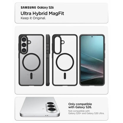 Spigen Ultra Hybrid Mag MagSafe - dėklas, skirtas Samsung Galaxy S26 (Matinis juodas)