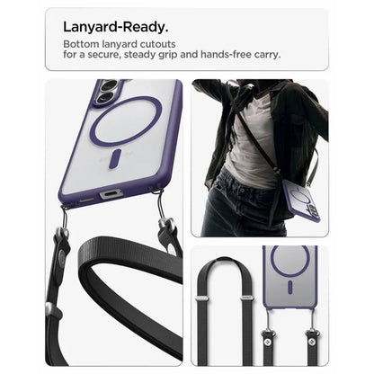 Spigen Ultra Hybrid Mag MagSafe dėklas, skirtas Samsung Galaxy S26 (Tamsiai violetinės)