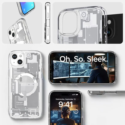 Spigen Ultra Hybrid MagSafe – dėklas, skirtas „iPhone 15 Plus“ (Zero One White)
