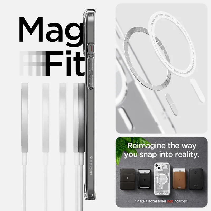 Spigen Ultra Hybrid MagSafe – dėklas, skirtas „iPhone 15 Plus“ (Zero One White)