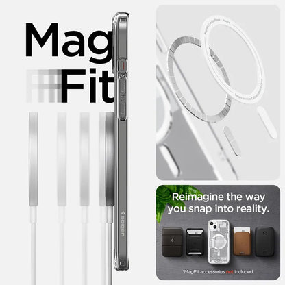 Spigen Ultra Hybrid MagSafe – dėklas, skirtas „iPhone 15 Plus“ (Zero One White)