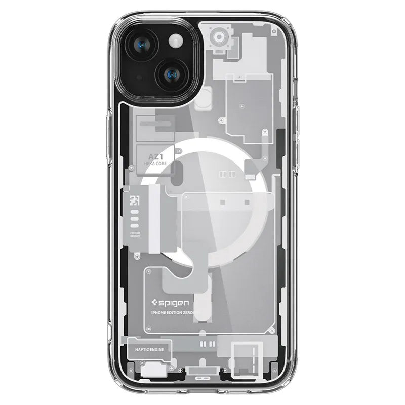 Spigen Ultra Hybrid MagSafe – dėklas, skirtas „iPhone 15 Plus“ (Zero One White)