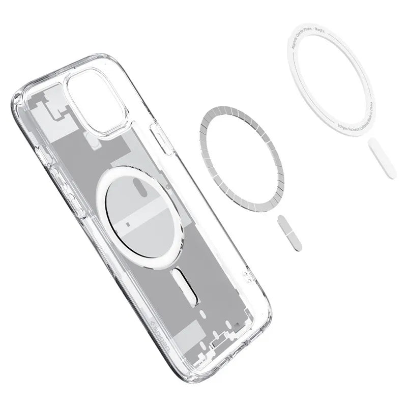 Spigen Ultra Hybrid MagSafe – dėklas, skirtas „iPhone 15 Plus“ (Zero One White)