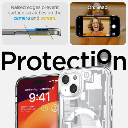 Spigen Ultra Hybrid MagSafe – dėklas, skirtas „iPhone 15 Plus“ (Zero One White)