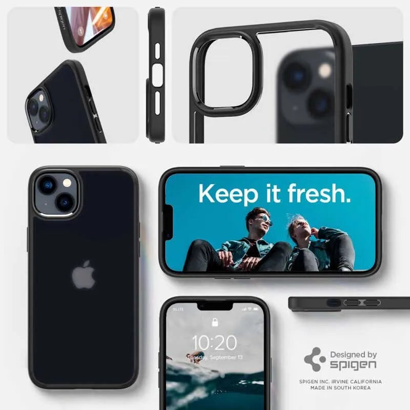 Spigen Ultra Hybrid Matte – dėklas, skirtas iPhone 15 Plus / iPhone 14 Plus (matinė juoda)