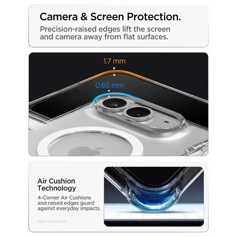 „Spigen Ultra Hybrid Pro MagSafe“ – „iPhone Duo“ dėklas (skaidrus / baltas)