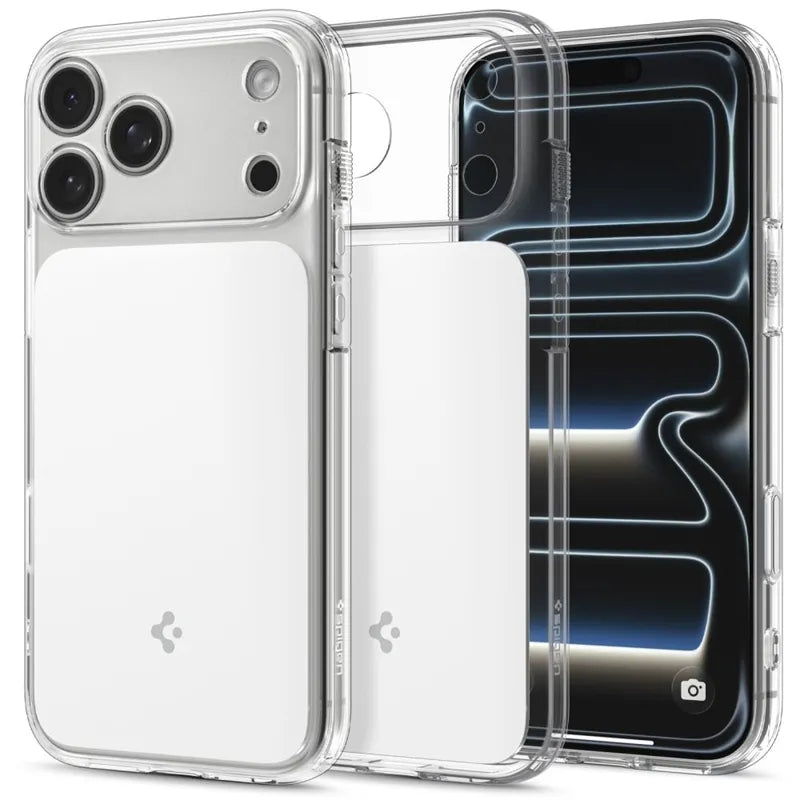 Spigen Ultra Hybrid T Mag MagSafe – dėklas, skirtas iPhone 18 Pro / 17 Pro (blizgus baltas)