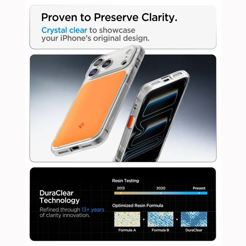 „Spigen Ultra Hybrid T Mag MagSafe“ – dėklas, skirtas „iPhone 18 Pro“ / „17 Pro“ (blizgus oranžinis)