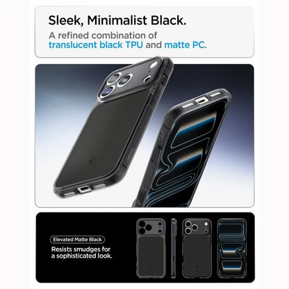 „Spigen Ultra Hybrid T Mag MagSafe“ – dėklas, skirtas „iPhone 18 Pro“ / „17 Pro“ (matinė juoda)
