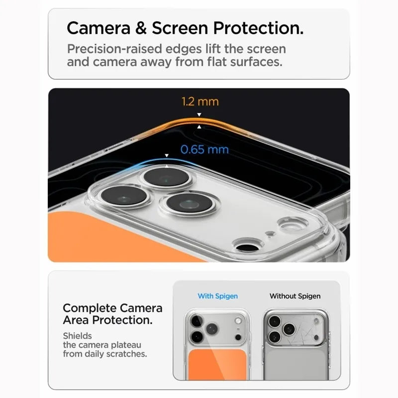Spigen Ultra Hybrid T Mag MagSafe – dėklas, skirtas iPhone 18 Pro Max / 17 Pro Max (blizgi oranžinė)