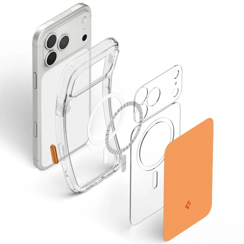 Spigen Ultra Hybrid T Mag MagSafe – dėklas, skirtas iPhone 18 Pro Max / 17 Pro Max (blizgi oranžinė)