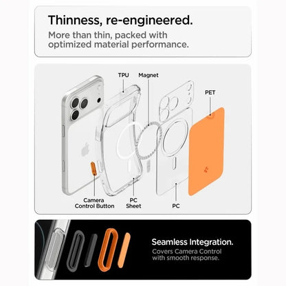 Spigen Ultra Hybrid T Mag MagSafe – dėklas, skirtas iPhone 18 Pro Max / 17 Pro Max (blizgi oranžinė)