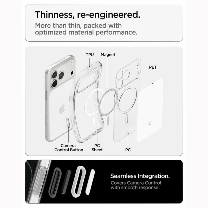 „Spigen Ultra Hybrid T Mag MagSafe“ – dėklas, skirtas „iPhone 18 Pro Max“ / „17 Pro Max“ (blizgus baltas)