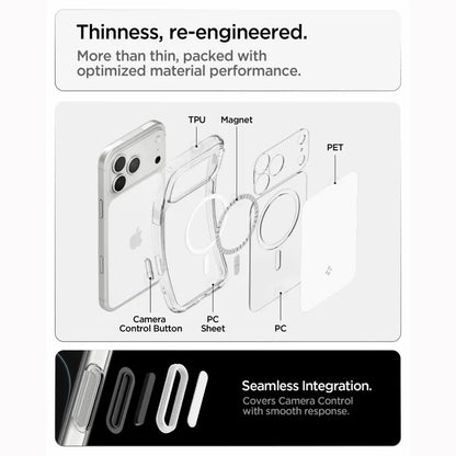 „Spigen Ultra Hybrid T Mag MagSafe“ – dėklas, skirtas „iPhone 18 Pro Max“ / „17 Pro Max“ (blizgus baltas)