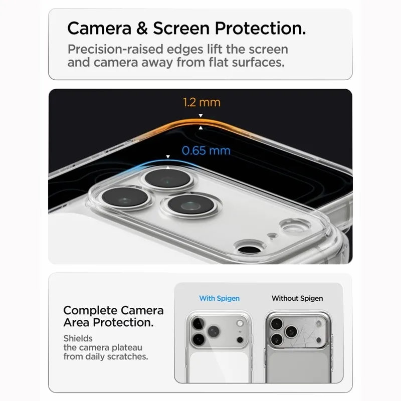 „Spigen Ultra Hybrid T Mag MagSafe“ – dėklas, skirtas „iPhone 18 Pro Max“ / „17 Pro Max“ (blizgus baltas)