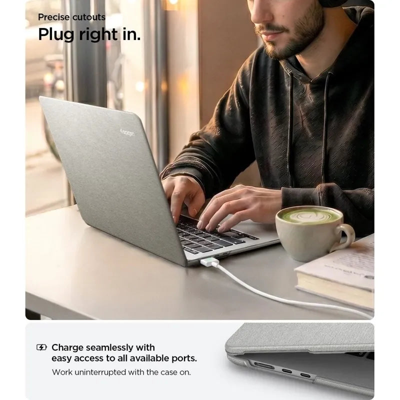 Spigen Urban Fit – dėklas „MacBook Air 15““ (M5/M4/M3/M2/2026-2023) („Heather Grey“ spalvos)