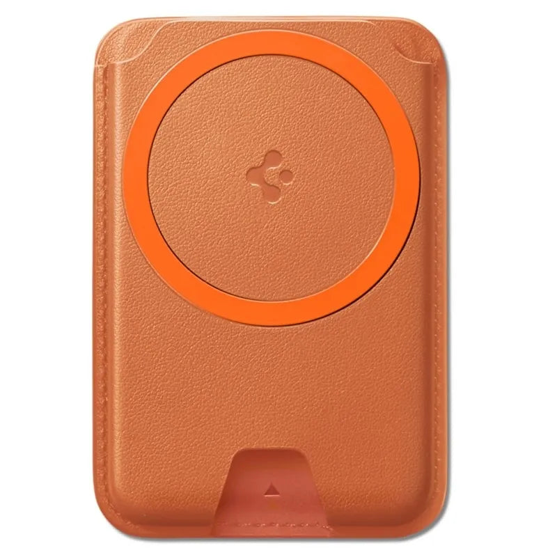 Spigen Valentinus MagFit + MagSafe – magnetinė piniginė (metalinė oranžinė)