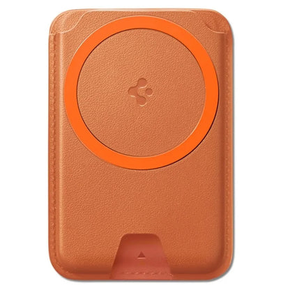 Spigen Valentinus MagFit + MagSafe – magnetinė piniginė (metalinė oranžinė)