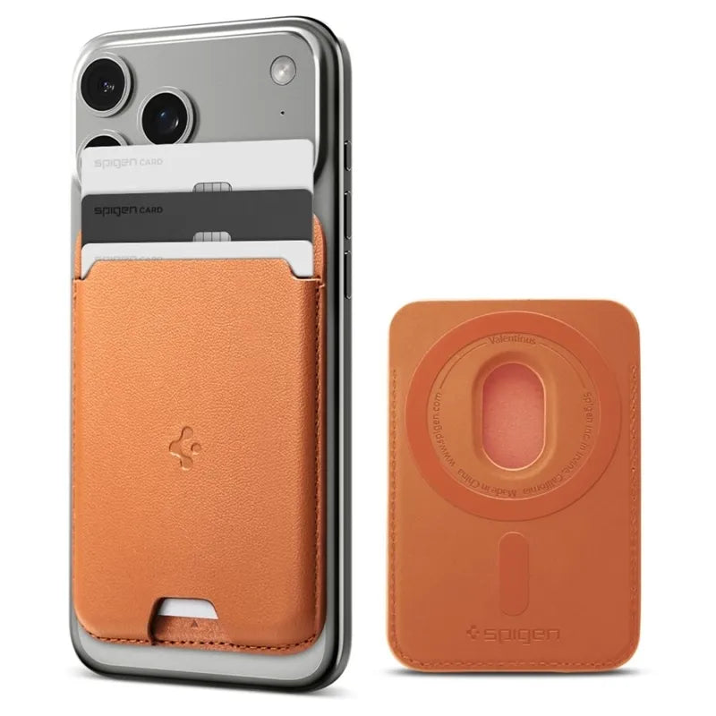 Spigen Valentinus MagSafe – magnetinė piniginė (Metallic Orange)