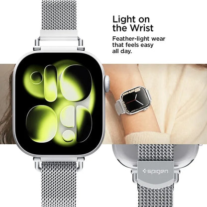 Spigen WBM4 - Nerūdijančio plieno apyrankė, skirta Apple Watch 40/41/42 mm (Sidabrinė)