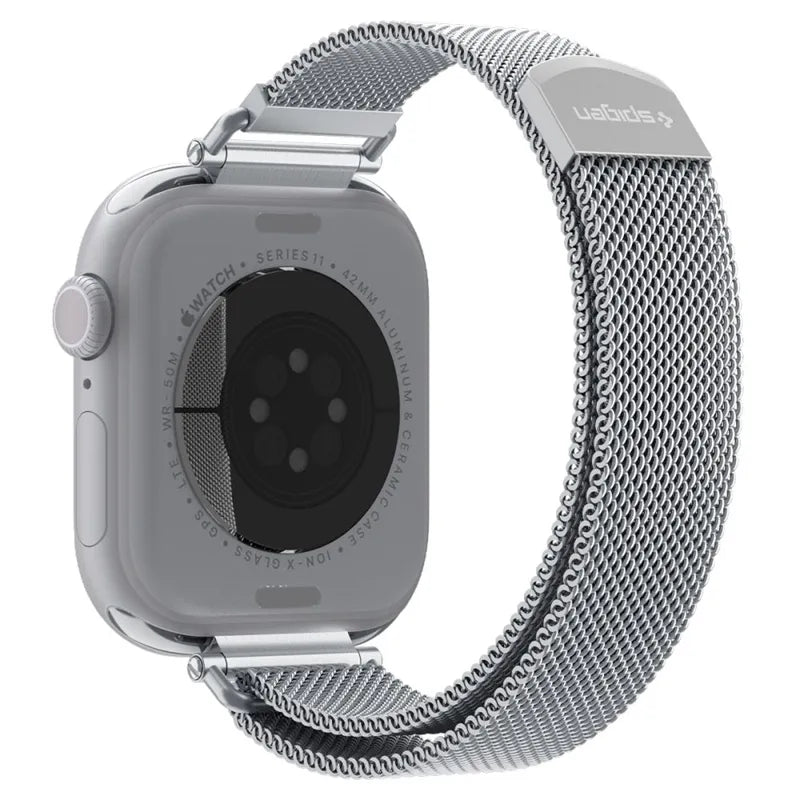 Spigen WBM4 - Nerūdijančio plieno apyrankė, skirta Apple Watch 40/41/42 mm (Sidabrinė)