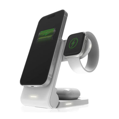 STM ChargeTree MAG – 3-in-1 mobilusis belaidis įkroviklis su MagSafe (baltas)