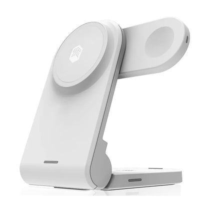 STM ChargeTree MAG – 3-in-1 mobilusis belaidis įkroviklis su MagSafe (baltas)