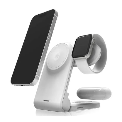 STM ChargeTree MAG – 3-in-1 mobilusis belaidis įkroviklis su MagSafe (baltas)