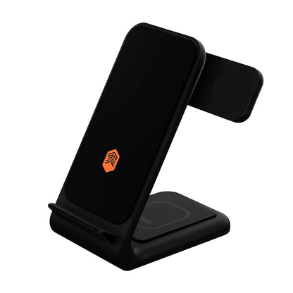 STM ChargeTree Swing 3-in-1 įkrovimo stotelė telefonui, „AirPods“, „Apple Watch“ – Juoda