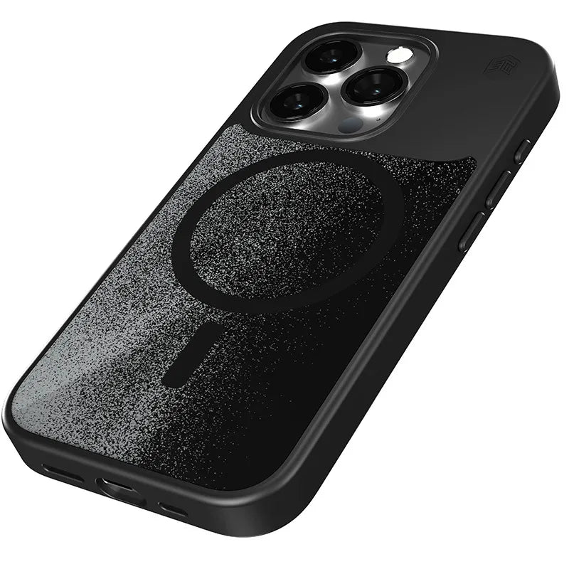 STM Relax Sand MagSafe – dėklas iPhone 15 Pro Max (juodas / pilkas)