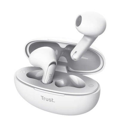 Trust Yavi – Bela bevielės ausinės „Bluetooth TWS“ su įkrovimo dėklu ir ENC