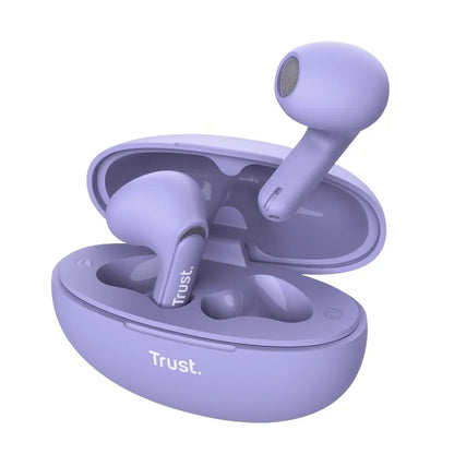 Trust Yavi – belaidės Bluetooth TWS ausinės su įkrovimo dėklu ir ENC (violetinės spalvos)