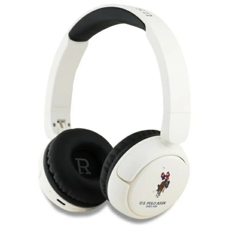 US Polo Assn DH Color Logo - Belaidis, ant ausų uždedamas „Bluetooth“ ausinės V5.3 (baltos)