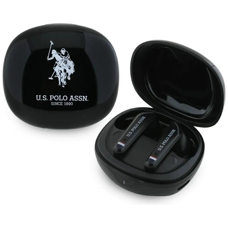 US Polo Assn DH logotipas - TWS ausinės + įkrovimo dėklas (juodas)