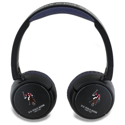 US Polo Assn DH spalvotas logotipas – belaidės, ant ausų dedamos "Bluetooth" ausinės V5.3 (tamsiai mėlyna)