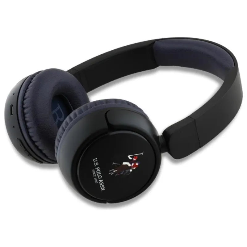 US Polo Assn DH spalvotas logotipas – belaidės, ant ausų dedamos "Bluetooth" ausinės V5.3 (tamsiai mėlyna)