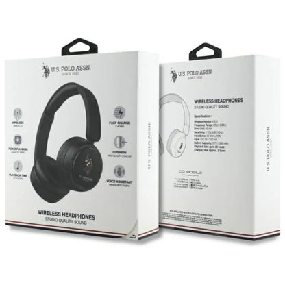 US Polo Assn DH spalvotas logotipas – belaidės „Bluetooth V5.3“ ausinės (juodos)